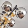 Koyoto ceiling light, globe light Amber, chrome, Smoke-coloured, 10-light sources