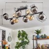 Koyoto ceiling light, globe light Amber, chrome, Smoke-coloured, 10-light sources