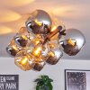 Koyoto ceiling light, globe light Amber, chrome, Smoke-coloured, 10-light sources