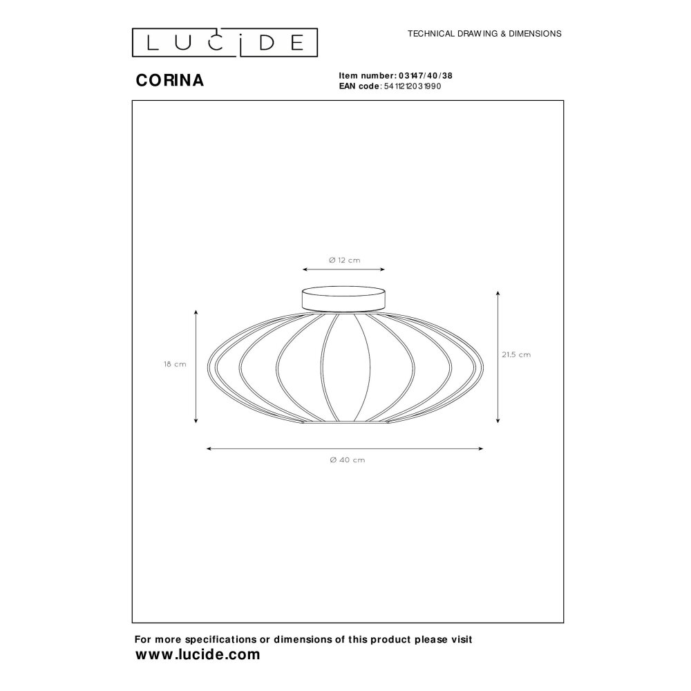 Lucide lights CORINA ceiling light beige, 1-light source