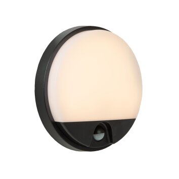 Lucide lights IR outdoor wall light LED black, 1-light source, Motion sensor