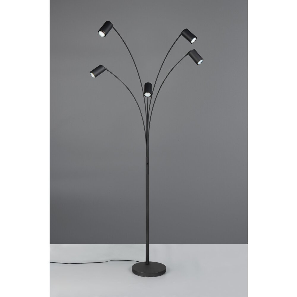 Trio lights Marley floor lamp black, 5-light sources
