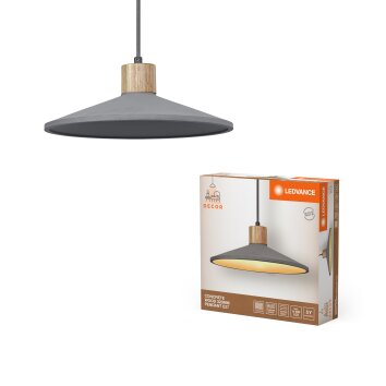 Ledvance Lights DECOR wall and ceiling light grey, Wood like finish, 1-light source