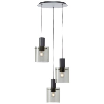 Brilliant lights Riffelini pendant light black, 3-light sources