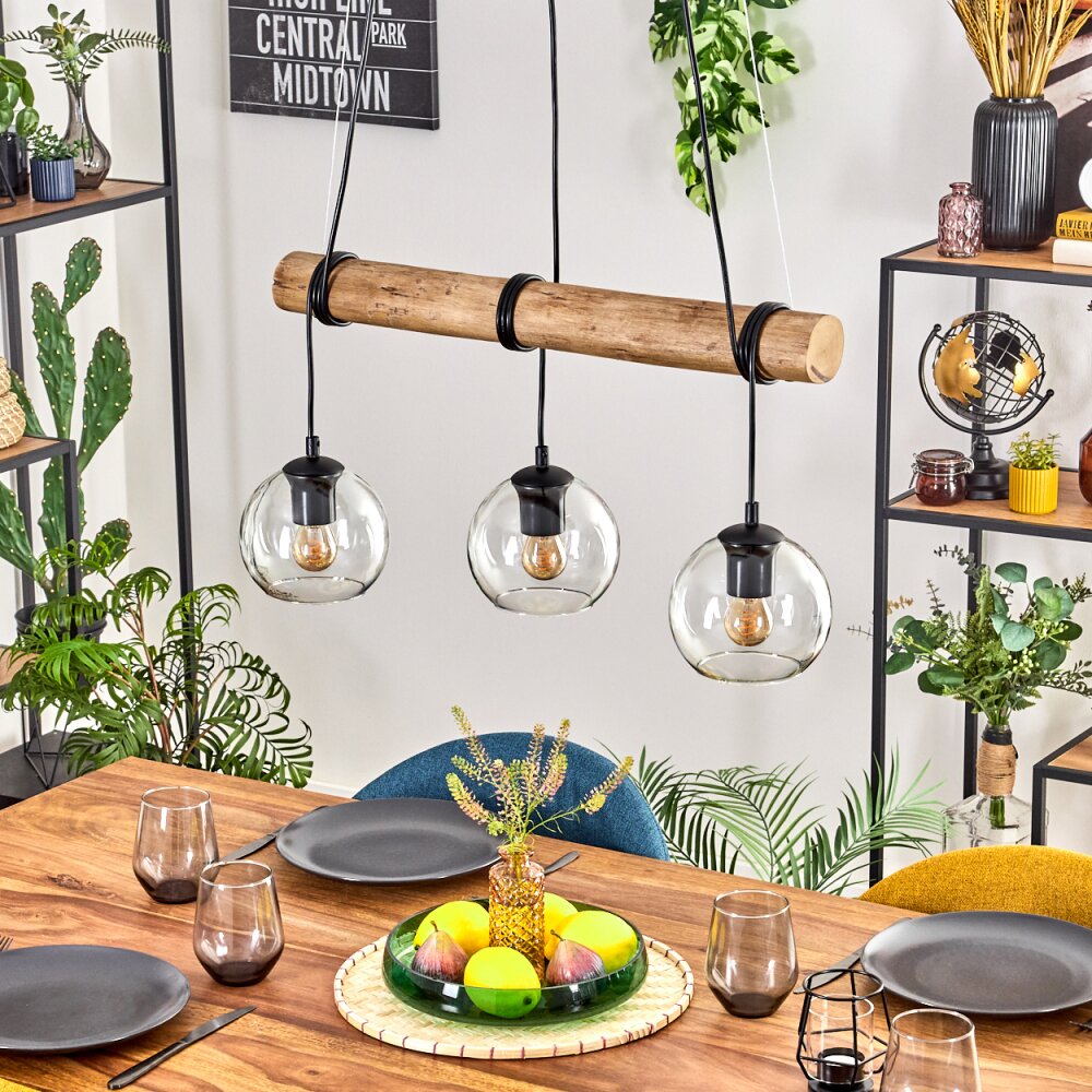 Koyoto hanging light, globe light, pendant light Ecru, black, 3-light sources