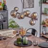 Chehalis globe light, pendant light chrome, Smoke-coloured, 10-light sources