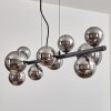 Chehalis globe light, pendant light chrome, Smoke-coloured, 10-light sources