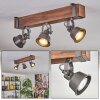 Pehefito ceiling light, ceiling spotlight dark brown, grey, 3-light sources