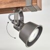 Pehefito ceiling light, ceiling spotlight dark brown, grey, 3-light sources