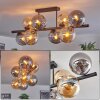 Gastor ceiling light, globe light Amber, Smoke-coloured, 8-light sources