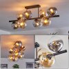 Gastor ceiling light, globe light Amber, clear, Smoke-coloured, 8-light sources