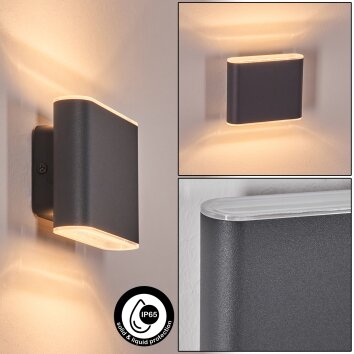 Paranhas outdoor wall light, bathroom light, Up & Down Light, wall light anthracite, 1-light source