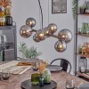 Chehalis hanging light, globe light, pendant light chrome, Smoke-coloured, 8-light sources