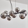 Chehalis hanging light, globe light, pendant light chrome, Smoke-coloured, 8-light sources