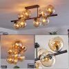 Gastor ceiling light, globe light Amber, 8-light sources