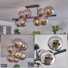 Gastor ceiling light, globe light chrome, Smoke-coloured, 8-light sources