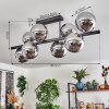 Gastor ceiling light, globe light chrome, Smoke-coloured, 8-light sources