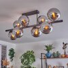 Gastor ceiling light, globe light chrome, Smoke-coloured, 8-light sources