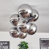 Gastor ceiling light, globe light chrome, Smoke-coloured, 8-light sources