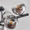 Gastor ceiling light, globe light chrome, clear, Smoke-coloured, 8-light sources