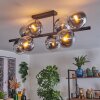 Gastor ceiling light, globe light chrome, clear, Smoke-coloured, 8-light sources