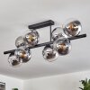 Gastor ceiling light, globe light chrome, clear, Smoke-coloured, 8-light sources