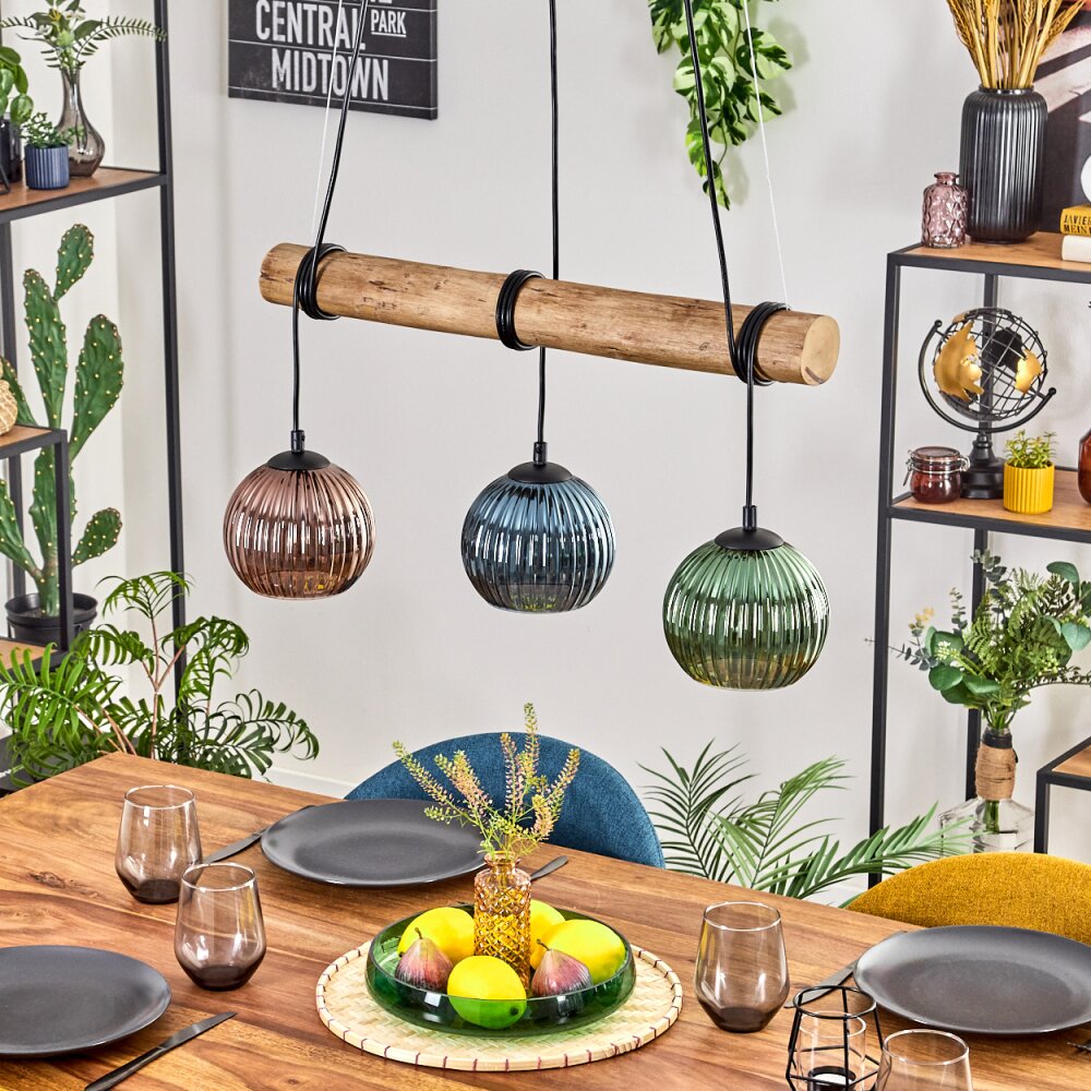 Koyoto hanging light, globe light, pendant light Ecru, black, 3-light sources