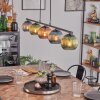 Koyoto hanging light, globe light, pendant light blue, green, coppery, 5-light sources