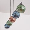 Koyoto hanging light, globe light, pendant light blue, green, coppery, 5-light sources