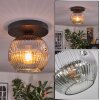 Ripoll ceiling light, globe light chrome, clear, Smoke-coloured, 1-light source