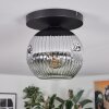 Ripoll ceiling light, globe light chrome, clear, Smoke-coloured, 1-light source