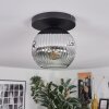 Ripoll ceiling light, globe light chrome, clear, Smoke-coloured, 1-light source