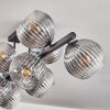 Koyoto ceiling light, globe light clear, Smoke-coloured, 10-light sources