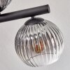 Koyoto ceiling light, globe light clear, Smoke-coloured, 10-light sources