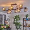 Koyoto ceiling light, globe light clear, Smoke-coloured, 10-light sources