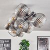 Koyoto ceiling light, globe light clear, Smoke-coloured, 10-light sources