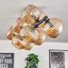 Koyoto ceiling light, globe light Amber, 10-light sources