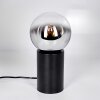 Gastor globe light, desk lamp, table lamp chrome, clear, Smoke-coloured, 1-light source