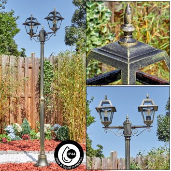 Fornelos outdoor light, lamp post, path light gold, black, 2-light sources