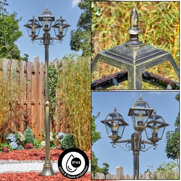 Fornelos outdoor light, lamp post, path light gold, black, 3-light sources