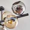 Koyoto ceiling light, globe light Amber, chrome, Smoke-coloured, 8-light sources