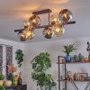 Koyoto ceiling light, globe light Amber, chrome, Smoke-coloured, 8-light sources