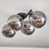 Gastor ceiling light, globe light chrome, Smoke-coloured, 4-light sources