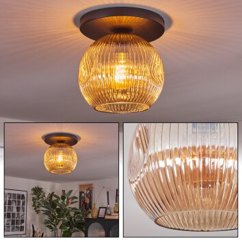 Ripoll ceiling light, globe light Amber, 1-light source