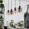 Hasvik hanging light, pendant light Amber, chrome, clear, Smoke-coloured, 4-light sources