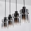 Hasvik hanging light, pendant light chrome, Smoke-coloured, 4-light sources