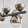 Chehalis hanging light, globe light, pendant light chrome, clear, Smoke-coloured, 10-light sources