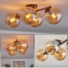 Gastor ceiling light, globe light Amber, 4-light sources