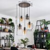 Hasvik hanging light, pendant light chrome, black, 5-light sources