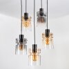 Hasvik hanging light, pendant light chrome, black, 5-light sources